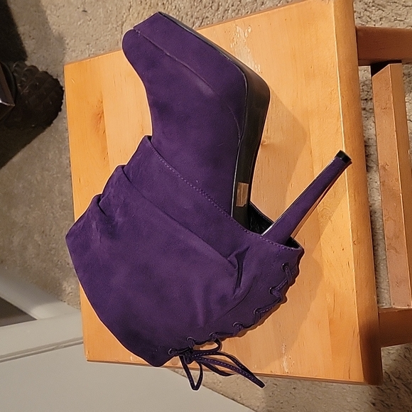 Vintage Colin Stuart Purple Suede Ankle Boots - Picture 5 of 8